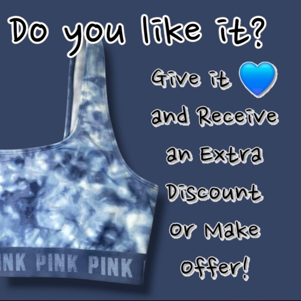 PINK Victoria's Secret Women Blue Tie-Dye Ultimate Sports Bra Size M - Picture 10 of 10